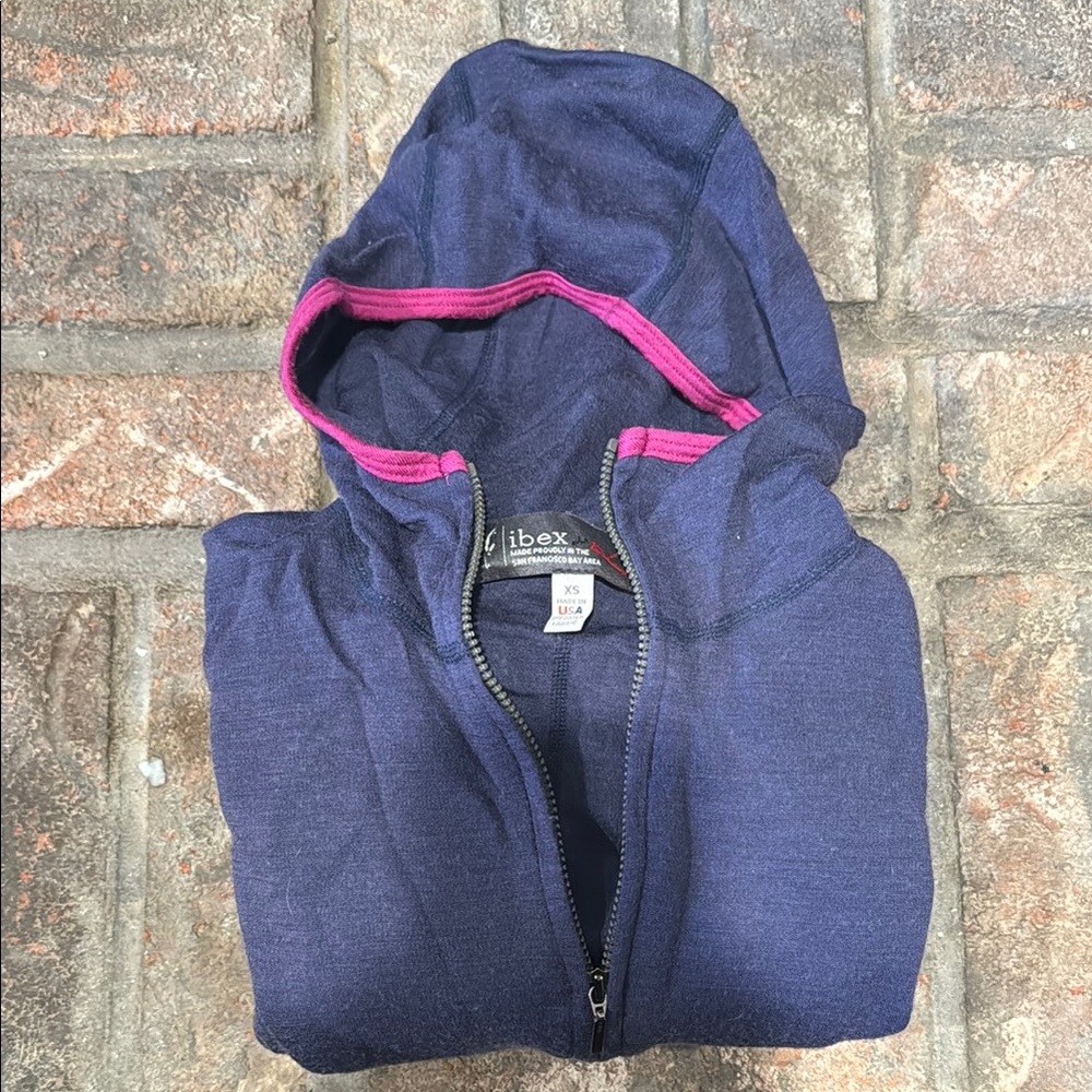 Ibex Navy Hoodie with Magenta Accents